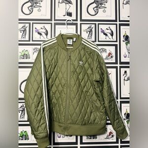 Adidas Men's Green Quilted Bomber Jacket